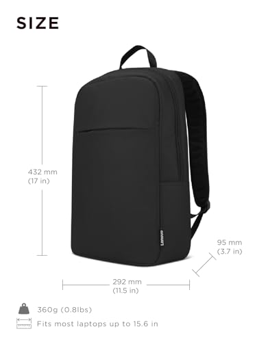 Lenovo Laptop Backpack B215 for Computers Up to 15.6-Inch – Multi Compartment Water Repellant Bag for Travel, Professional Use, College, Work - Black (Large) - size: 15.6 inch