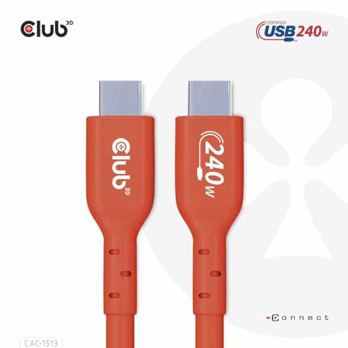 Club 3D CAC-1513 USB2 Type C to Type C Certified Bi-Directional Cable with 240W Charging, 480Mb Data Transmission EPR 3m- 9.8ft - size: 3m- 9.8ft