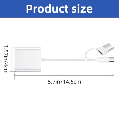 USB C SD Card Reader, USB SD Card Reader, Supports SD and Micro SD Memory Card Adapters for iPhone 15 16 17/iPad/MacBook/Mac, with USB to USB C Adapter