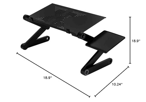 Portable Laptop Stand for Bed Lap Desk Lightweight Folding Bed Desk with Built-in Cooling Fans and Mouse Pad Tray 360-Degree Rotation Bed Table with Adjustable Height & Tilt for Bed, Table, Black