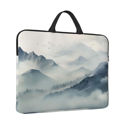 Ink Mountains and Rivers 14 Inch Laptop Sleeve Case,Handheld Waterproof/Shockproof Computer Carrying Bag Suitable for Daily Travel/Tourism/Business Trips, etc - color: Ink Mountains And Rivers