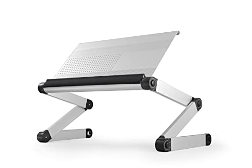 Uncaged Ergonomics WorkEZ Executive Adjustable Laptop Stand for Desk, Adjustable Height Foldable Aluminum Computer Stand, Cooling Laptop Holder, Notebook Computer Riser for Desk, Silver - color: Silver