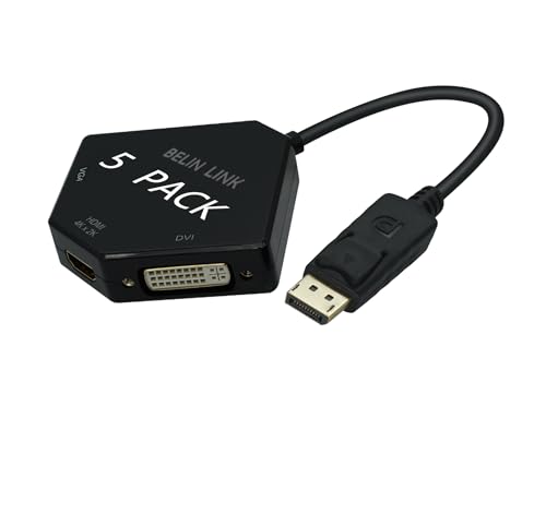 DP to HDMI VGA DVI Adapter Displayport to HDMI 4K Adapter 3 in 1 Display Port to HDMI VGA DVI Converter Male to Female Gold-Plated (Diamond Shaped 5 Pack) - color: Diamond Shaped 5 Pack