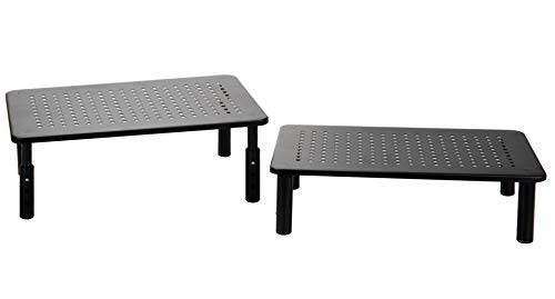 Mind Reader Monitor Stand, Height Adjustable, Ventilated Laptop Riser, Metal, 14.5"L x 9.25"W x 4-5.5"H, Set of 2, Black - size: 2-Pack