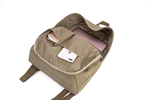 Canvas College Laptop Backpack, Durable Rucksack, Travel Bag Fits 15.6 Inch Notebook for Men Women, Khaki - color: Khaki