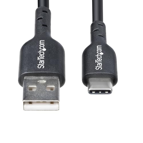 StarTech 10-Pack 6ft/1.8m USB-A to USB-C Charging Cable (USB2AC6FBKE10PK) | USB 2.0 480Mbps, Charge and Sync, TPE Jacket, Nickel-Plated Connectors, Aluminum Braided Shield, 15W 3A Fast Charge, Black - color: Black, size: 6 ft, style: 10-Pack