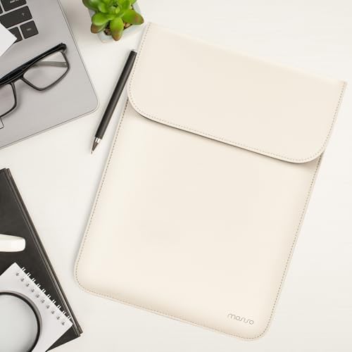 MOSISO Laptop Case 13.3 inch, 13-13.3 inch Laptop Sleeve Compatible with MacBook Neo 13 A18 Pro A3404 /Air 13/Pro 13/Pro 14 M5 M4 M3 M2 M1, Faux Suede Leather Case with Small Bag, Beige - color: Beige