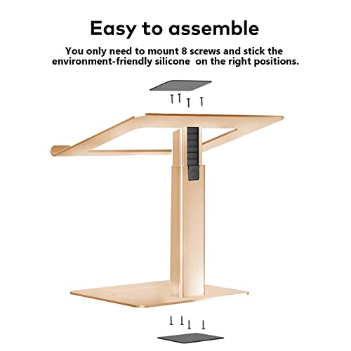 Laptop Stand for Desk, Ergonomic Sitting and Standing Laptop Riser for Notebook MacBook 11-17 Inches,DJ Laptop Stand Adjustable Height from 7-15 Inches Aluminum(Gold) - color: Gold