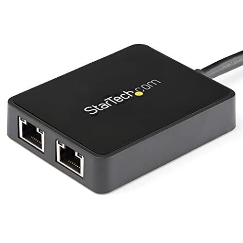 StarTech USB 3.0 Dual Gigabit Ethernet Adapter, w/USB Port (USB32000SPT) | 10/100/1000Mbps, USB Gigabit LAN Network NIC Adapter, With USB Port - color: Black, style: Black