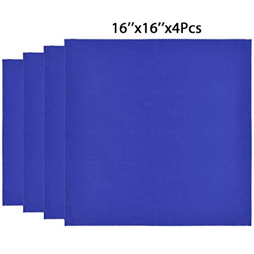 Wisdompro Extra Large 4-Pack Microfiber Cleaning Cloth For Laptop, LCD TV, Computer Screen, Monitor, Tablet, Camera Lens, Glass, Lenses, Phone, iPhone, iPad, other Delicate Surface - Blue (16x16 Inch) - color: Blue