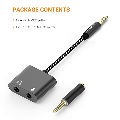 3.5mm Headphone Microphone Combiner, 3.5mm TRRS Male to TRS Female AUX MIC Splitter Compatible with Xbox One/360 PS4 PS5 MacBook Laptop PC Phone Computer Rode VideoMicro - color: Black, size: 3.5mm, HP+MIC