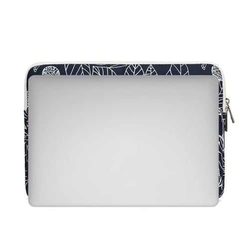 canvaslife Waterproof Pattern 13 inch Canvas Laptop Sleeve with Pocket 13 inch 13.3 inch Laptop 13 case13 Sleeve (Blue Leaves) - color: Blue Leaves, size: 13 inch/13.3 inch