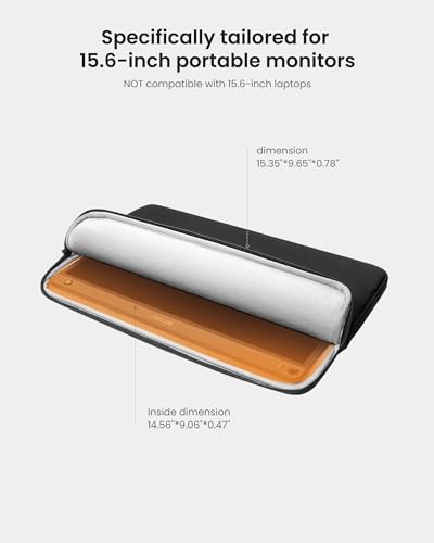 tomtoc Light-A18 Slim 15.6 Inch Portable Monitor Case with Acessories Storage, Light Protective Carrying Sleeve for Most 15.6 in Portable Monitors with Eco-Friendly Fabric