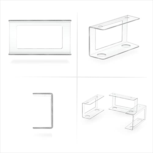 BRAINWAVZ Transparent Under Desk Laptop Holder Mount with Adhesive & Screw in, Devices Upto 1.8" Thick for Laptops, Macbooks, Surface, Cable Box, Routers, Keyboard, Modems, Network Switch & More - color: Transparent