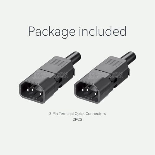 2Pack 3 Pin Terminal Quick Connectors, 10A 250V IEC320 C14 Male Inline Power Plug Adapter Socket Connector - style: C14 Male