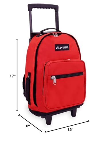 Everest Wheeled Backpack - Standard, Red, One Size,1045WH-RD/BK - color: Red