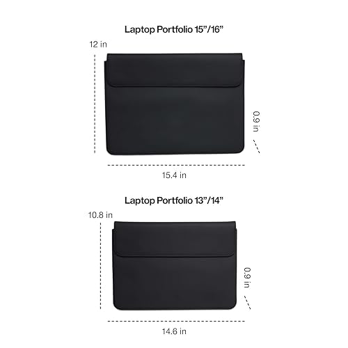 RAINS Laptop Portfolio 13-14" in – Waterproof Sleeve Case for Men and Women | Waterproof PU laptop sleeve for men and women; fits 13-14 in laptop, soft lining, flap closure, slim protective tech case - size: 13-14 Inches