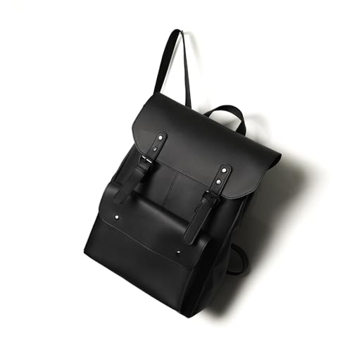 Leather Laptop Backpack, Women and Men Backpack Travel Business Work College Water Resistant Anti Theft Daypack Slim Large fits for 15.6 inch Notebook Computer bag, 01 Black - color: 01-black