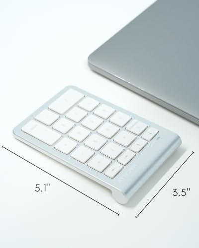 Macally Bluetooth Number Pad for Laptop - Wireless Numeric Keypad - 22 Key Numeric Keypad for Data Entry, Numpad Compatible with Mac, iMac, MacBook, iPad, iPhone, iOS, Laptop, PC, Android - Silver - color: Silver
