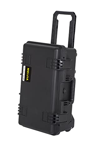 MEIJIA Premium Waterproof Rolling Hard Camera Case,Hard Protective Case with customizable fit foam and wheels,Full Protection with Light&Convenient Design,Elegant Black (21.7"x14.1"x8.8") - size: 21.7"x14.1"x8.8"