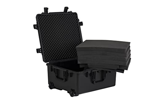 MEIJIA Premium Waterproof Rolling Hard Camera Case,Hard Protective Case with customizable fit foam and wheels,Full Protection with Light&Convenient Design,Elegant Black (24.8"X23.7"X13.17") - size: 24.8"X23.7"X13.17"