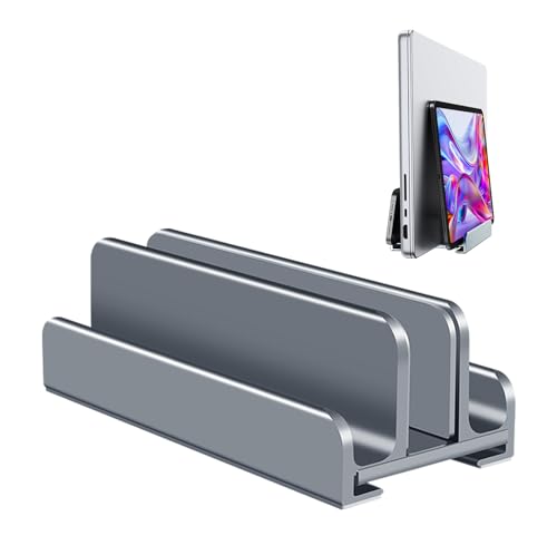 Aluminum Vertical Laptop Stand Holder for Desk Compatible with MacBook Pro, MacBook Air, Dell, HP, Lenovo, Up to 17.3 inches, Blue-Gray - color: Blue-Gray