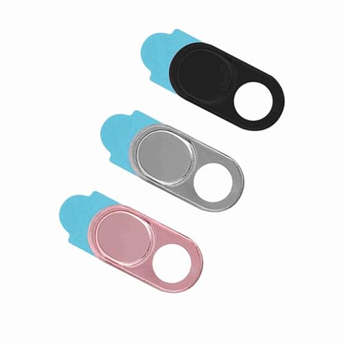 3Pcs Metal Webcam Cover, Privacy Protection Camera Lens Cover Sticker, with Easy Slide Open Close Design, for Laptop Smartphone Tablet PC Desktop (Silver Black Pink Mixed Color) - color: Silver black pink mixed color