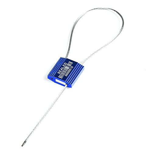 100 Blue Steel Cable Seals with Barcode - High Security Numbered Truck Seals - Anti-Tamper Pull Tite Self-Locking Safety Ties - ISO 17712 - color: Blue With Barcode, size: 100 PCS