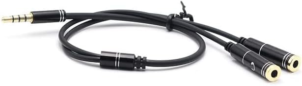 Audio Splitter Cable Y Adapter Micro Headset 3.5mm Male to 2 Female for Headphone Desktop and Laptop (Black)