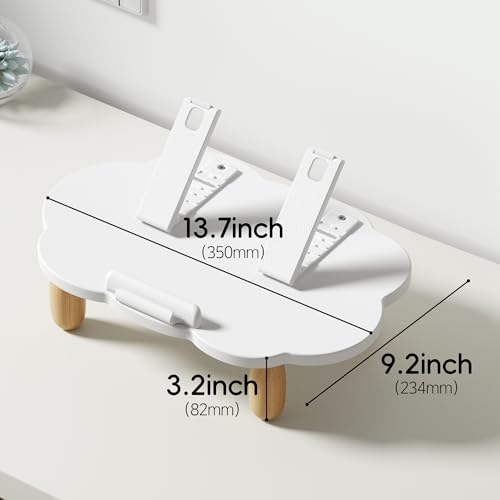 AFOOYO Adjustable Wood Laptop Stand, Ergonomic Height Angles Computer Stand, Cloud-Shaped Holder Riser Notebook Stand for Desk Compatible with Air, Pro, Dell, HP, Lenovo More 10-17.3" Laptops, White - color: White