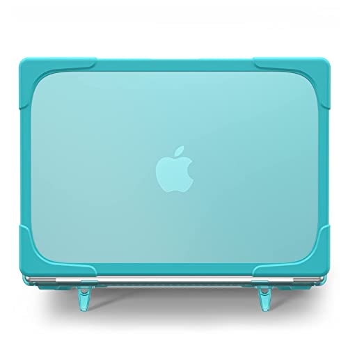 Batianda Heavy Duty Case for MacBook Pro 14 inch 2026-2021, Blue | Fits M5/M4/M3/M2/M1 Pro Max Chip, Ergonomic Foldable Stand Holds 22 lbs, Shockproof Bumper, Matte Translucent Hard Shell - color: Cyan