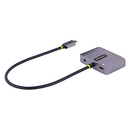 StarTech USB-C to HDMI/VGA Adapter, 4K 60Hz, 100W PD (122-USBC-HDMI-4K-VGA) | USB-C multiport video adapter, 4K 60Hz HDMI 2.0b, 1920x1200 VGA, 3.5mm audio, 7.1ch, HDCP 2.2, 100W PD pass-through, TB3/TB4