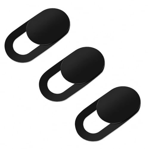 D & K Exclusives Webcam Cover 3 Pack – Sliding Privacy Camera Cover for Laptop, MacBook, Desktop Monitor, Tablet & Phone, Ultra Thin Webcam Blocker Slider for Security & Privacy Protection, Black
