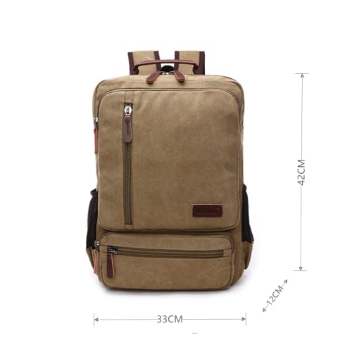 Executive Canvas Backpack for Heavy Duty Notebook Travel, Khaki