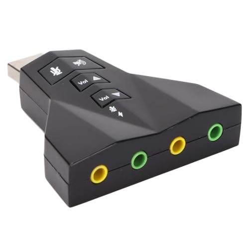USB Sound Card Virtual 7.1 Channel – External Stereo Adapter for Headphone and Microphone, Plug and Play for Windows PC, Laptop