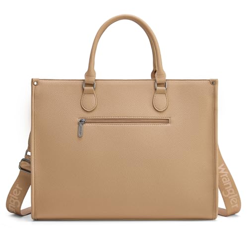 Wrangler Laptop Tote Bag for Women Western Style Work Crossbody Bag - color: Khaki