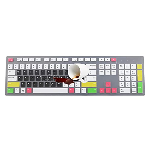 Keyboard Cover Skin for Dell KM636 KB216 KB216t KB216d KB216p Wired & Wireless Keyboard, Dell Optiplex 5250 3050 3240 5460 7450 7050, Dell Inspiron Desktop 24" 27" 5400 5490 7700 7790 3475 3670 3477 - color: Candy Black