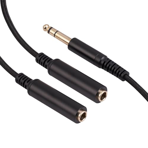 1/4 TRS Stereo Audio Cable for Guitar or Mixer with Jack Output, 1 FT, 2 Pack, Black, Splitter Y Adapter, 6.35mm Male to Dual 6.35mm Female Jack Cable - size: 1 FT 2 Pack, style: 1/4 TRS Stereo Audio Cable
