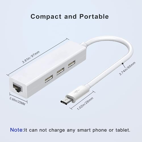 4-in-1 Micro USB OTG Adapter Hub with 3 USB Ports and 1 Ethernet Adapter, Reliable Data Sync for Raspberry Pi Zero/2W, Older Android Tablets, Nvidia Shield K1, Fire TV Cube Gen 2 - style: 1 Ethernet Adapter and 3 USB Ports