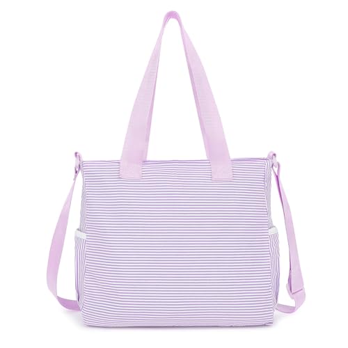 Phaoullzon Cute Messenger Bag Kawaii Crossbody Purse for Teen Shoulder Tote | Gifts for Girls/ Women, Nylon Japanese College Satchel Travel Work Gym Handbag - color: Stripes Purple, style: Medium