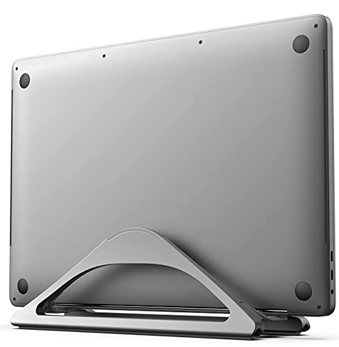 HumanCentric Vertical Laptop Stand for Desks in Space Grey, Upright Adjustable Holder to Dock Apple MacBook Stand, and Other Laptops to Organize Work & Home Office, Automatic Grip - color: Space Gray