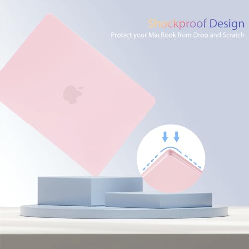 Teryeefi Case for MacBook Air 15 inch M5 M4 M3 M2 Chip (2026 2025 2024 2023 Release) A3448 A3241 A3114 A2941 l, Sparkly Laptop Hard Shell with Keyboard Cover+ Adapter+Screen Protector, Chalk Pink - color: Hot Pink