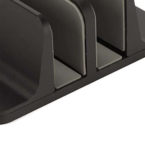 flexman Vertical Laptop Stand Holder, Double Dock Cooling Aluminum Alloy Desktop Stand Holder with Silicone Protective Pad for Computers, Tablets, Books Storage
