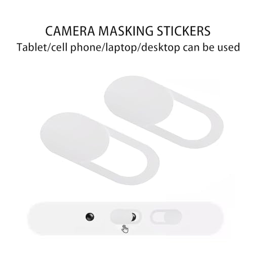 Webcam Cover Slide(6PCS - 0.027in Ultra Thin Camera Privacy Cover for Laptop, Desktop, PC, MacBook Pro, iMac, Mac mini, Smartphone - Strong Adhesive, White-Protect Your Privacy & Security