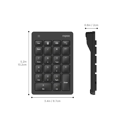 Rapoo K50 Wireless Number Pad, 2.4G Numeric Keypad for Laptop, Speed Data Entry, 22-Key Numpad with Calculator, Email and Function Keys for Windows PC/Laptop/Desktop/Notebook, USB-A, Battery Powered