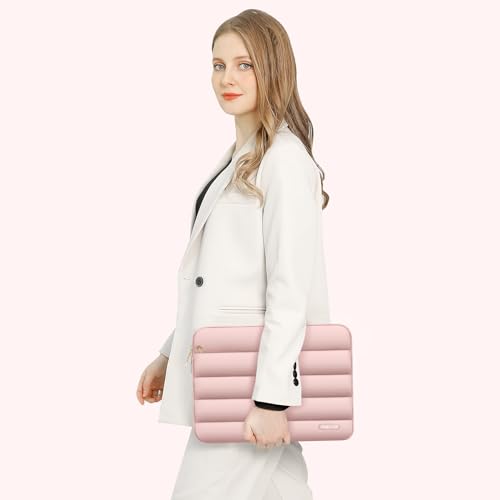 MOSISO Laptop Case 13.3 inch,13-13.3 inch Puffy Laptop Sleeve Compatible with MacBook Neo/Air 13.6 M5 M4 M3 M2 M1/Pro 13/14,HP Dell ASUS Lenovo,Polyester Horizontal Bag with Small Case, Pink - color: Pink, size: 13.3 inch