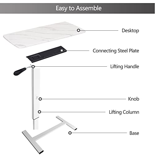 BeGyoku Overbed Table,Hospital Bed Table,Pneumatic Bed Tables Adjustable Over The Bed with Hidden Wheels&USB Port,Mobile Laptop Table Cart and Rolling Bedside Table with Tray Hospital Home Use-White - color: White-32" L X 16" W