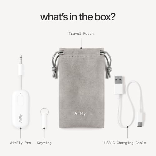 Twelve South AirFly Pro | Bluetooth Wireless Transmitter/Receiver Adapter for 2 Headphones, Audio Sharing, Compatible with 3.5mm aux Jack for Airplanes, TV, Gym, Stereo, and Travel, 25+ Hr Battery - color: White, style: AirFly Pro