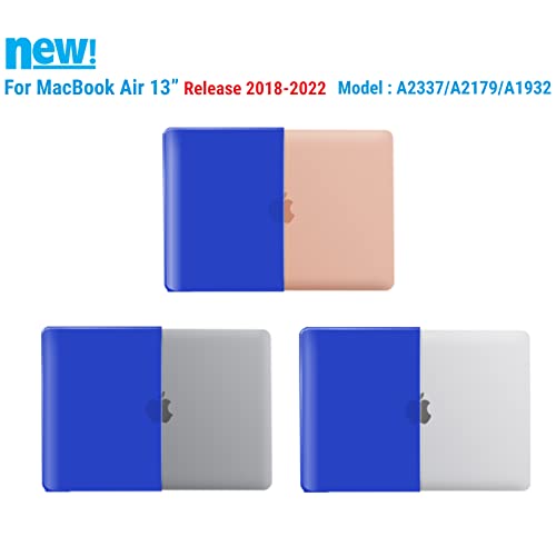 IBENZER Compatible with New MacBook Air 13 inch Case 2022 2021 2020 M1 A2337 A2179 A1932, Plastic Hard Shell Case with Keyboard Cover for Mac Retina Display with Touch ID, Royal Blue, MMA-T13RBL+1A - color: Royal Blue