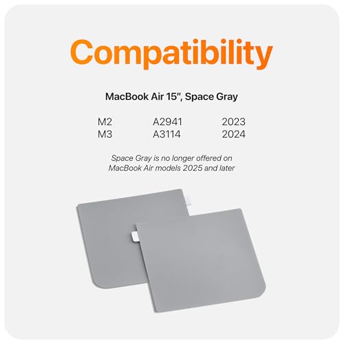 UPPERCASE GhostShield Premium Palm Rest Protector Skin Cover Set, Scratches and Wear Protection, Compatible with MacBook Air 15" 2024 2023 with M3/M2, A3114 A2941, Space Gray - color: Space Gray
